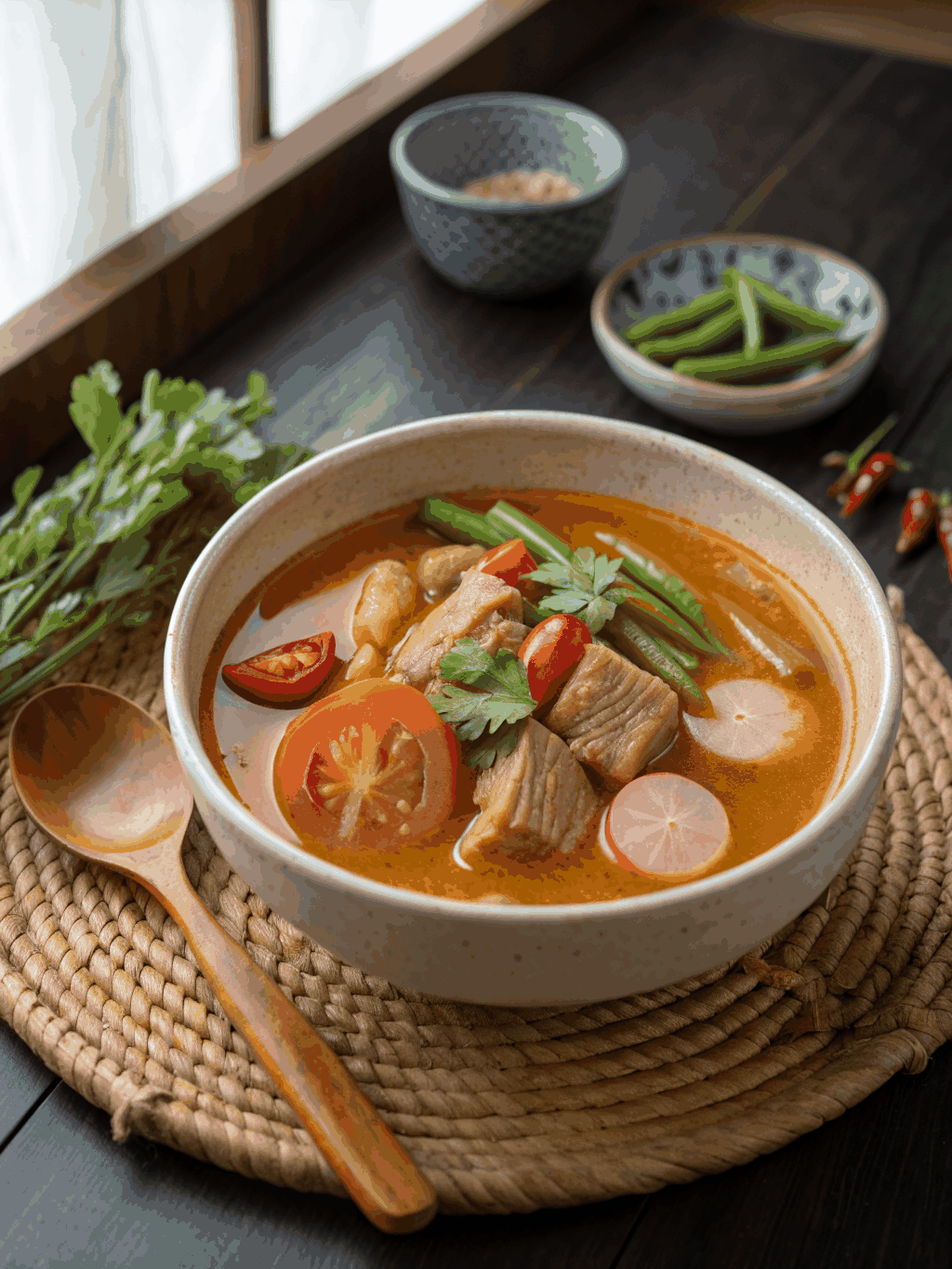 Hearty tamarind sinigang soup
